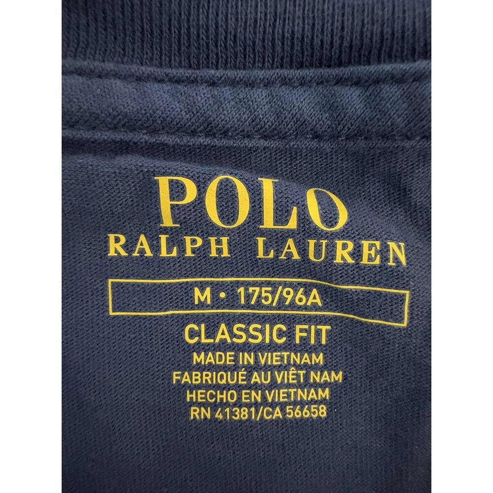 Polo Ralph Lauren Shirt Mens M Blue Short Sleeve Crew Neck Pink Pony Tee Tagless - Picture 3 of 6